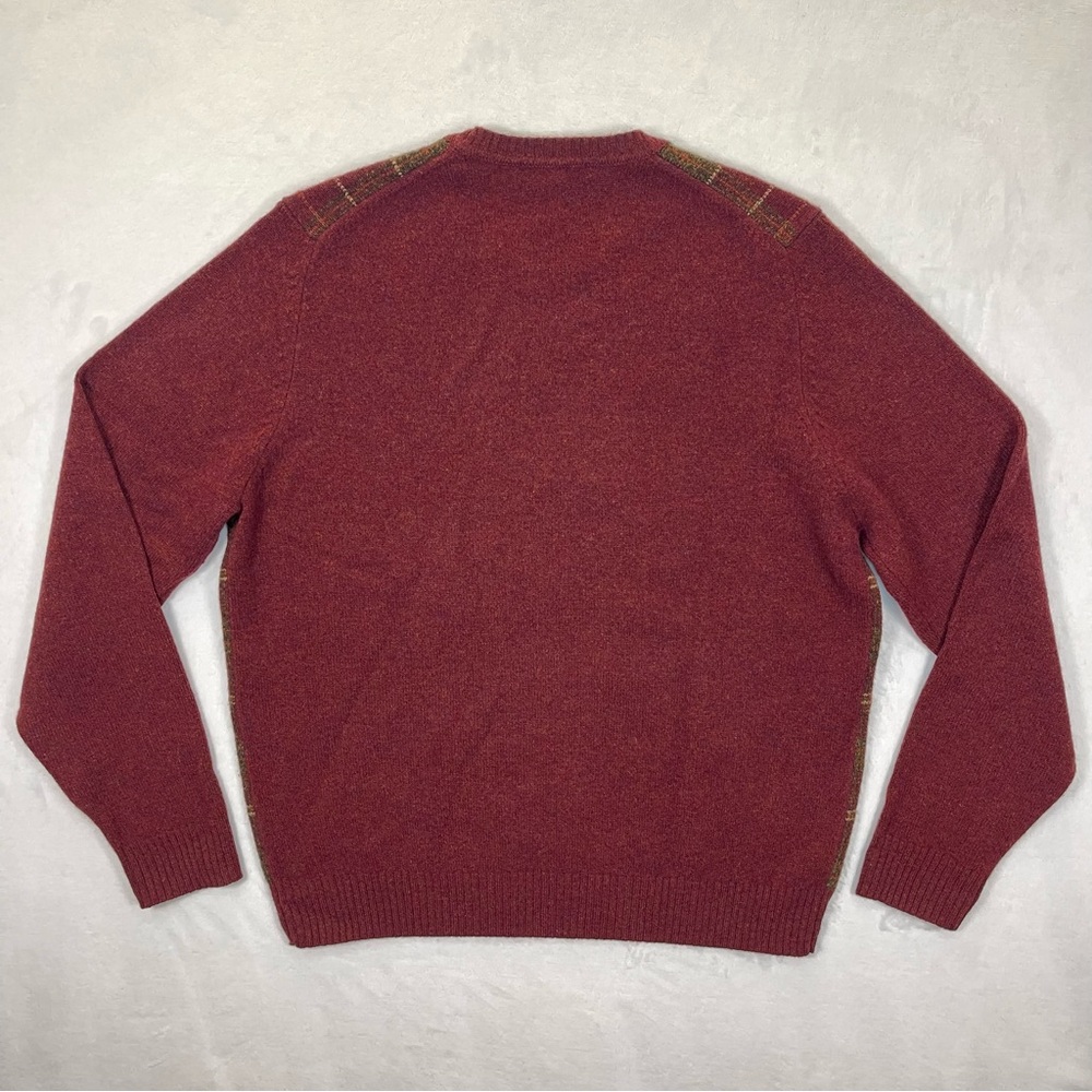 Brooks Brothers Sweater Mens M Red Yellow Check Lambswool Knit Crewneck Classic - Picture 3 of 9